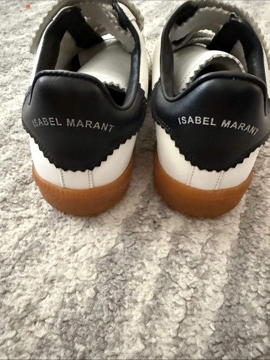 Isabel Marant Shoes - Isabel Marant White Leather Sneakers with Black Heel and Gum Sole